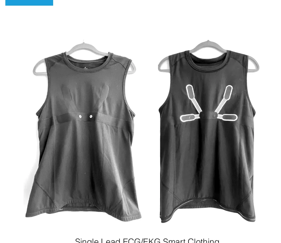Close-up of a Bio Union smart garment showing embedded sensor threads in dark athletic fabric
