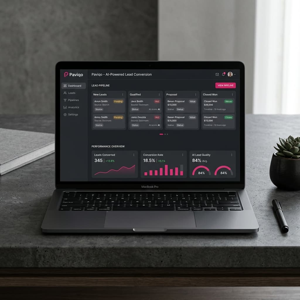Paviqo AI-powered automotive lead management dashboard showing a lead pipeline with qualification stages